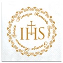 САЛФЕТКИ ПЕРВОЕ СВЯТОЕ ПРИЧАСТИЕ IHS Причастие Белое ЗОЛОТО