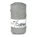Плетеная нить для макраме ColiNea 100% хлопок, 3мм 100м, серебряная нить