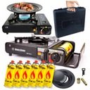 ТУРИСТИЧЕСКАЯ ГАЗОВАЯ ПЛИТА 2в1 С РЕДУКТОРОМ + ГРИЛЕМ + 6 ГАЗОВЫХ БАЛЛОНОВ