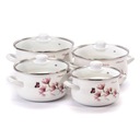 Набор эмалированных горшков Магнолия, 8 штук.