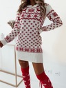 Vianočné šaty sveter NOBIS tunika Vianoce ECRU Laponsko nórsky vzor Dominujúca farba biela