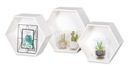 Полки настенные деревянные HEXAGON HONEYCOMB, белые, набор из 3 шт.