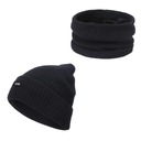 2 ks zimná čiapka šatka sada Unisex zateplené čiapky na lebku čierna Dominujúca farba prehľadná