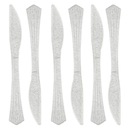 Noże Jednorazowe Brokatowe Srebrne Plastikowe 6szt