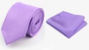 Мужской однотонный галстук фиолетового лавандового цвета + нагрудный платок