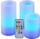 ŚWIECE WOSKOWE LED RGB KOLOROWE ŚWIECZKI Z PILOTEM 3x SWIECE NA BATERIE