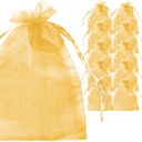 МАЛЕНЬКИЕ СУМОЧКИ 7x9 ИЗ ЗОЛОТОЙ ОРГАНЗЫ ДЛЯ КОНФЕТ СУМКА ДЛЯ СВАДЕБНЫХ ПОДАРКОВ x100