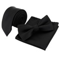 комплект: мужской галстук-бабочка+галстук+нагрудный платок, черный