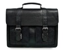 Черная кожаная мужская сумка-портфель с ремнем через плечо