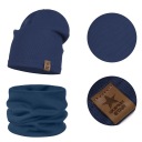 КОМПЛЕКТ ШАПКИ, ДВУХСЛОЙНЫЙ, ПЕРЕХОДНЫЙ, ХЛОПОК, В ПОЛОСКУ, ЧЕРНИЛА, 54-58