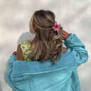 Заколка для волос с пряжкой, большой цветок, цветок в стиле бохо, гавайский, темно-розовый, на лето