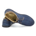 Кожаные мужские ажурные летние туфли на шнуровке POLISH 402L BR темно-синие 37