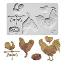 Силиконовая форма для отливок, форма: Петух, курочка, цыпленок, Пасха.