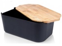 ЧЕРНАЯ ХЛЕБНАЯ КОРОБКА ЗАКРЫТЫЙ КОНТЕЙНЕР ДЛЯ ХЛЕБА С БАМБУКОВОЙ РАЗДЕЛОЧНОЙ ДОСКОЙ