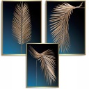 3x Набор ПОСТЕРОВ А1 50Х70 см ЗОЛОТЫЕ ПАЛЬМОВЫЕ ЛИСТЬЯ ДЛЯ КАРТИН СПАЛЬНИ ФОНОВ