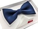 МУЖСКОЙ ГАЛСТУК-БАБОЧКА / БЕЛЫЙ / ТЕМНО-СИНИЙ + КАРМАННАЯ КЛЕТКА