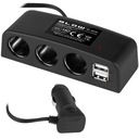РАЗДЕЛИТЕЛЬ АВТОМОБИЛЬНОГО ПРИЖИВАТЕЛЯ 3xРОЗЕТКИ 2xUSB 12В 24В