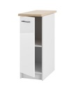 Напольный кухонный шкаф, белый акрил с глянцевой столешницей, узкий, 30x86 см