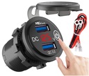 DISPOSITIVO DE CARGA MOTOCICLETA 2 USB QC3.0 VOLTÍMETRO BOTÓN 