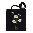 ХЛОПКОВАЯ СУМКА ЦВЕТЫ РОМАШКИ ЦВЕТЫ ЧЕРНАЯ
