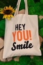 Bavlnená taška 38x42cm nápis Hey You! Smile ecru 145g ucho krátke Značka AllBag