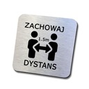 srebrna tabliczka informacyjna dystans 1.5m