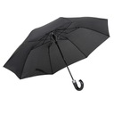 Зонт мужской с изогнутой ручкой, черный складной чехол, Basic Perletti