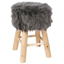 МОДНАЯ МЕХОВАЯ ТАБУРКА НА ДЕРЕВЯННЫХ НОЖКАХ