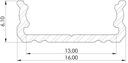 Светодиодный профиль для ленты Dx, накладной монтаж, 1м + Черный абажур