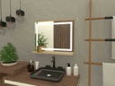 Зеркало для ванной со светодиодной подсветкой и полкой 50х60, дуб сонома