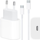 БЫСТРОЕ ЗАРЯДНОЕ УСТРОЙСТВО USB-C 20 Вт + КАБЕЛЬ 1 М для IPHONE 15 / 15 Pro / Plus / Pro Max