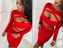 LipMar sexy mini šaty s výstrihom S 36 Dominujúca farba červená
