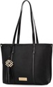 MONNARI Сумка-шоппер Большая женская сумка через плечо-лодочка, черная с брелком с логотипом