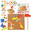 DREWNIANA PRZYBIJANKA Z MŁOTKIEM UKŁADANKA 20 wzorów 82 el. DLA DZIECI