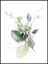 Триптих набор постеров цветы растения графика ботаника зеленый 3шт 30х40см