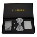 Мужской серый ГАЛСТУК, КАРМАН Квадратный, Запонки