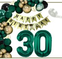 ШАРЫ украшения на день рождения цифра 30 лет зеленый золотой черный