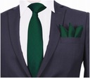 TIE + POCKET Квадратный мужской жаккардовый галстук из микрофибры, БУТЫЛОЧНО-ЗЕЛЕНЫЙ k94