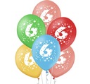 BALONY KOLOROWE Z CYFRĄ 6 SZEŚĆ URODZINOWE 5szt