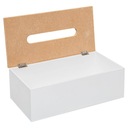 Коробка для салфеток белая с бамбуковой крышкой.