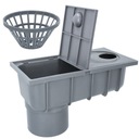 Серый нижний желоб. Отстойник. Трубы.