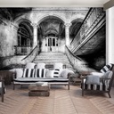 Fototapeta flizelinowa 312x219 Czarno-biały Schody w starym domu +klej Stan opakowania oryginalne