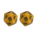 НАБОР ИЗ 2 ЖЕЛТЫХ ДВАДЦАТЬСТОРОННИХ КУБИКОВ D20 ДЛЯ РПГ