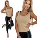 Женская БЛУЗКА В РЕЗИНКУ С КРУЖЕВНЫМ ТОПОМ телесного цвета 36_S