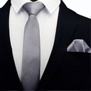 Мужской гладкий серый галстук + серый нагрудный платок