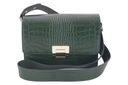 Модная женская итальянская кожаная сумка-мессенджер CROCO - Темно-зеленый