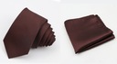 Мужской коричневый однотонный галстук + нагрудный платок