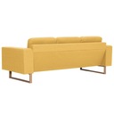 Sofa 3-osobowa, tapicerowana tkaniną, żółta Wysokość mebla 75 cm