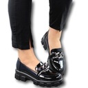 ЧЕРНЫЕ ОКРАШЕННЫЕ МОКАСИНЫ, ТОЛСТАЯ ПОДОШВА, ЦЕПИ