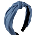 Широкая джинсовая повязка для волос синего цвета с узлом в стиле пин-ап.